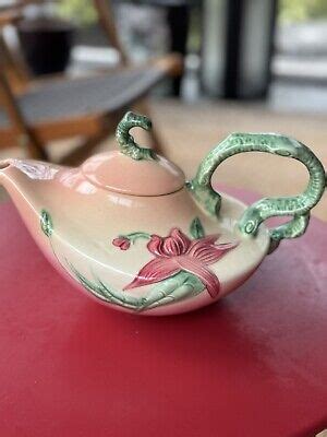 Hull Pottery Teapot W 26 Woodland Pink Green Vintage Glossy EBay