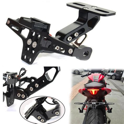 UK Motorcycle License Number Plate Holder Tail Tidy Bracket W LED