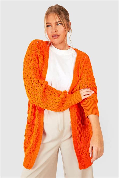 Plus Crochet Knitted Oversized Cardigan Boohoo