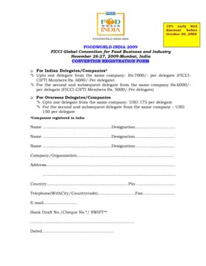 Fillable Online Convention Registration Form Srs Fax Email Print