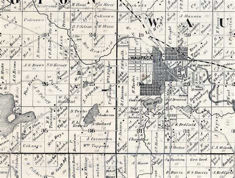 1874 Map Of Waupaca County Wisconsin Etsy