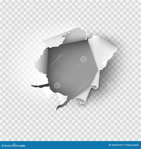 Ragged Hole Torn In Ripped Paper On Transparent Background Stock Vector