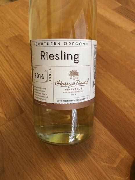 2014 Harry David Vineyards Riesling USA Oregon Southern Oregon