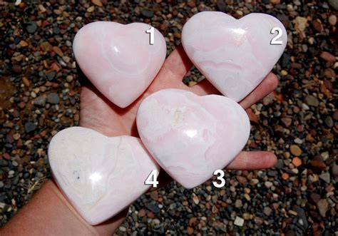 Pink Mangano Calcite Heart 225 Inch W Handmade Info Card Etsy