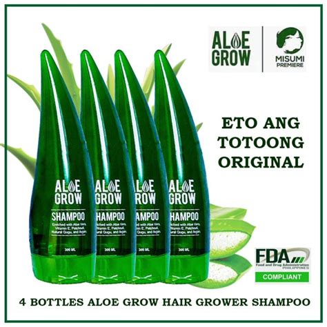 4 Bottles Original Aloe Grow 300ml Hair Grower Shampoo Pampatubo Ng