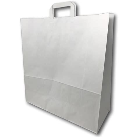 Grands Sacs Papier Kraft Blanc Avec Poign E Litres Largeur Cm