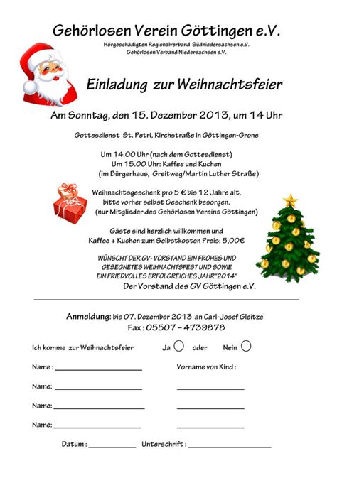 GV Einladung zur Weihnachtsfeier GV Göttingen e V