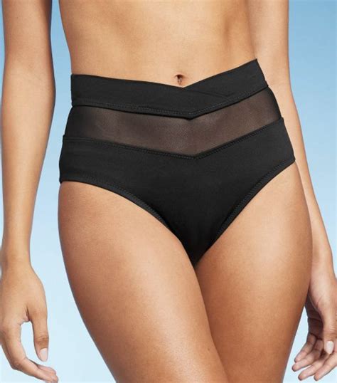 Shade Shore Mesh Insert High Waist Bikini Bottom