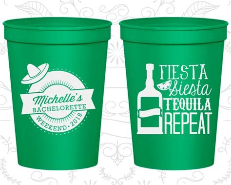 Fiesta Siesta Tequila Repeat Custom Bachelorette Party Cup Etsy