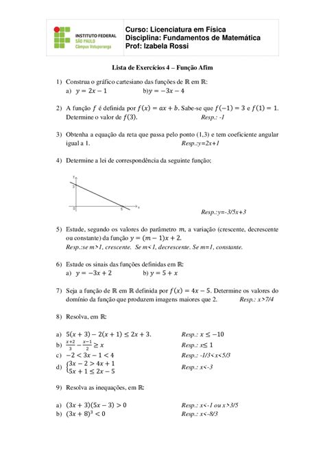 Função Afim Exercícios 9 Ano Pdf Fdplearn