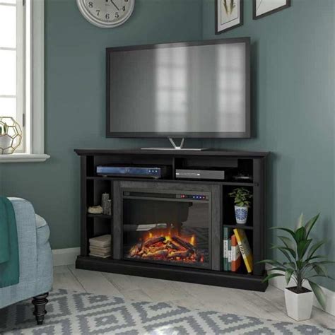 Ameriwood Home Overland Electric Corner Fireplace up to 50" in Black ...