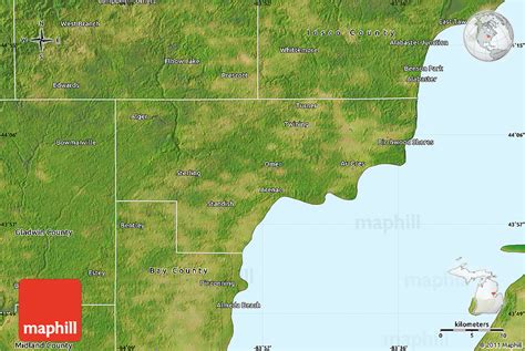 Satellite Map of Arenac County