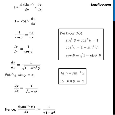 What is the Differentiation of sin inverse x (sin^-1 x)? - Teachoo