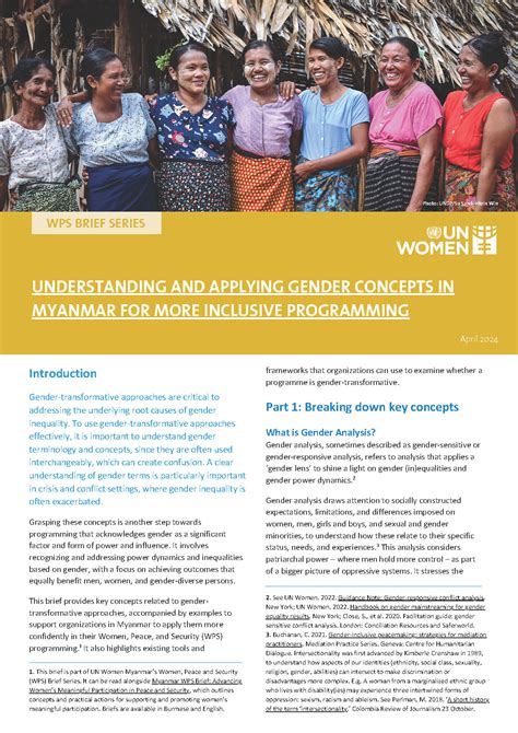 Understanding and applying gender concepts in Myanmar for more inclusive programming - WPS-ASEAN