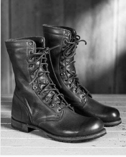 Men Black Combat Boots Military Style Leather Boots For Mens Men Army