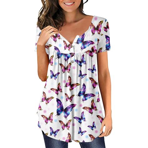 Wangxldd Women S Tunic Tops Short Sleeve Shirts To Wear With