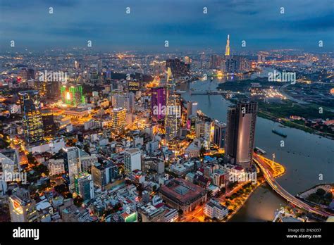 aerial photo  ho chi minh city skyline  night stock photo alamy