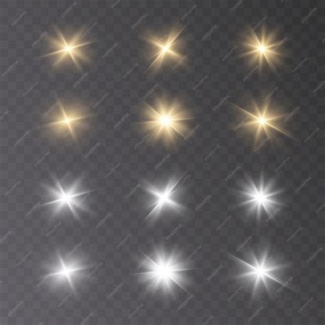 Premium Vector | Set of bright gold stars with highlights. vector png
