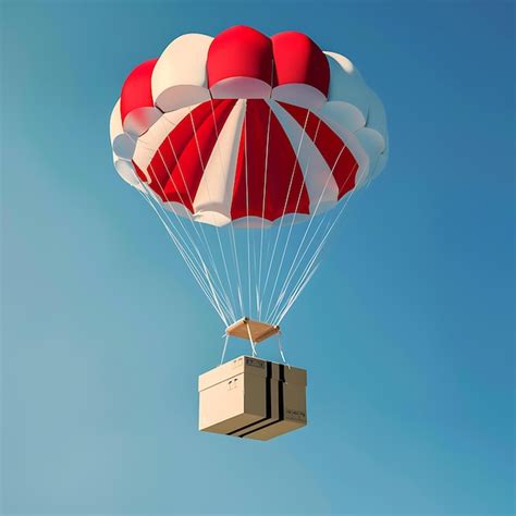 A Parachute Holding A Delivery Cardboard Box Is Flying Delivery Service