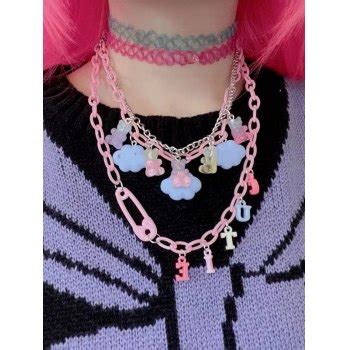 Emmiol Free Shipping Cute Cloud Bear Charm Multi Layer Necklace