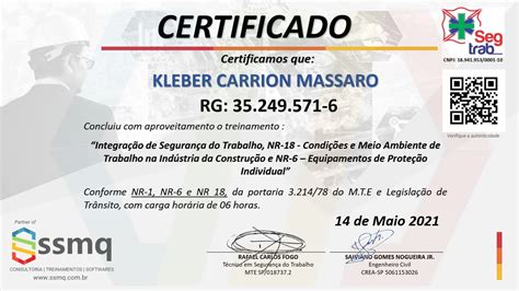 Certificado De Segurança Do Trabalho