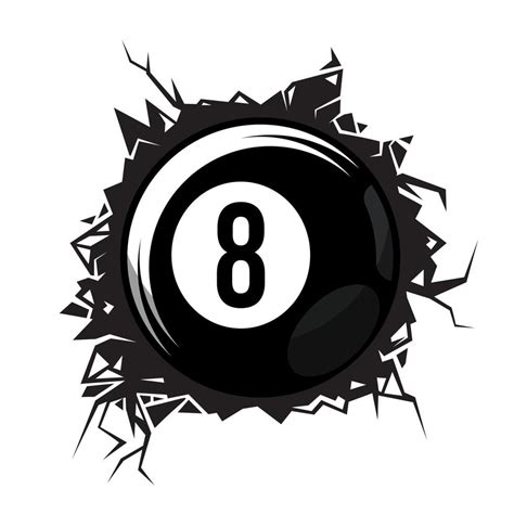 Billiard Ball Number Eight Cracked Wall Pool Ball Club Graphic Design