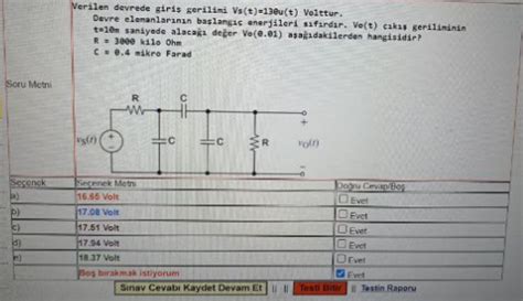 Solved Verilen Devrede Giris Gerilini Vs T 130u T Chegg