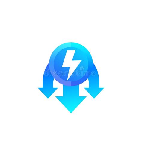 Power Consumption Reduction Vector Icon Stock Illustration