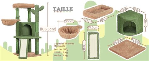 Yaheetech Arbre Chat Cactus Hauteur Cm Tour Pour Chat En Tissu