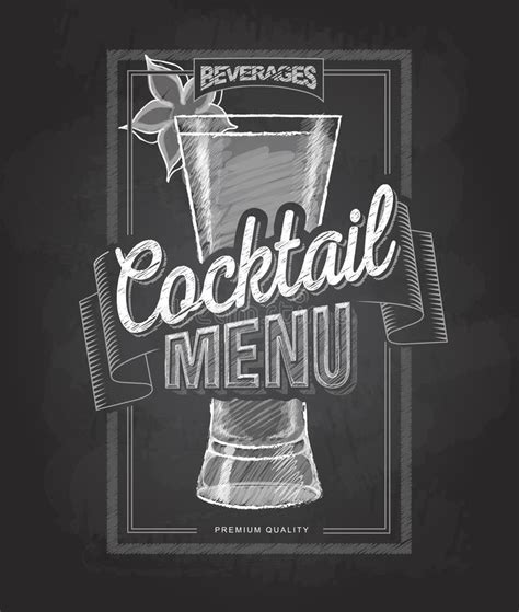 Chalk Drawing Typography Cocktail Menu Design Stock Vector Illustration Of Cocktail