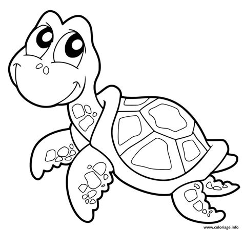 Coloriage Tortue Facile Avec Carapace Dessin Tortue à Imprimer