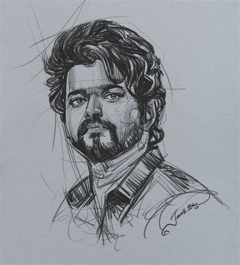 Leo Thalapathy Vijay Anna Getup Pencil Sketch Leo Leofilm