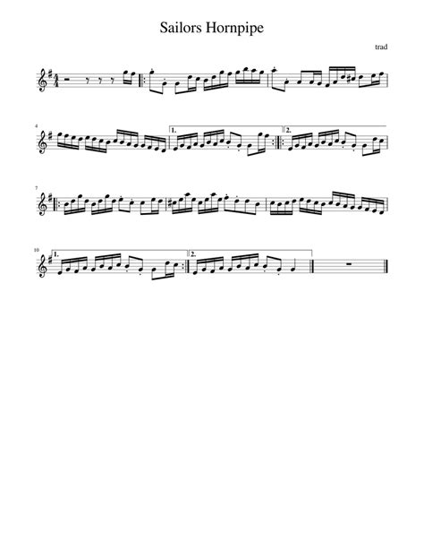 Sailors Hornpipe G Sheet Music For Violin Solo Download And Print