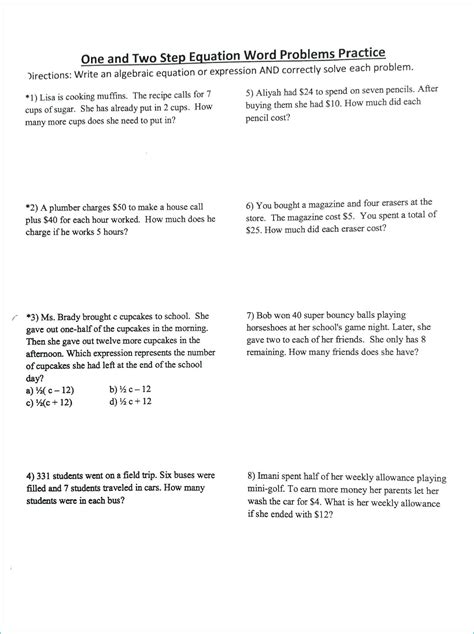 Word Problems Into Equations