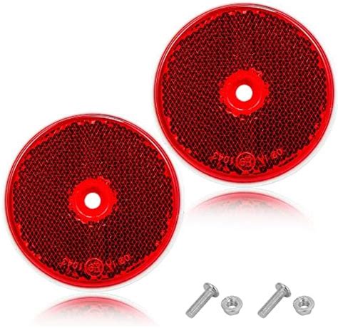 Agrishop Red Trailer Round Reflectors Pack Of With Screws E Approved