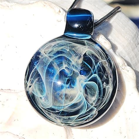 Heady Glass Pendant Necklace Galaxy Blown Glass Jewelry Trippy Glass Pendant T For Him