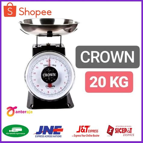 Jual Timbangan CROWN 20kg Besi Stainless Jarum Analog Manual Duduk