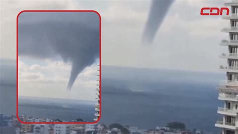 Captan una enorme tromba marina frente a la costa del Malecón