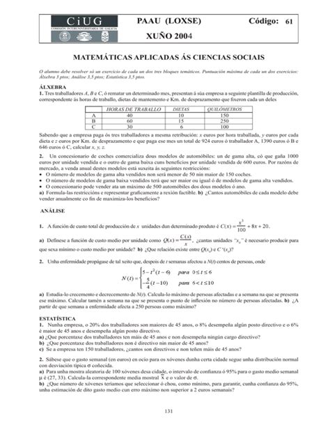 MATEMÁTICAS APLICADAS ÁS CIENCIAS SOCIAIS 61