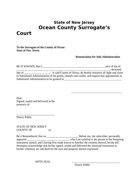 New Jersey Renunciation Fill Out Sign Online DocHub