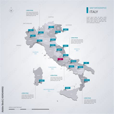 Fototapeta mapa świata dla dzieci Italy vector map with infographic