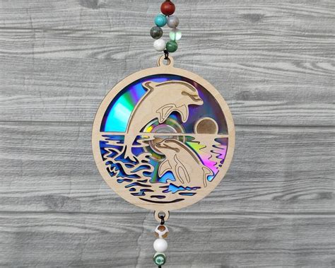 Dolphin Svg Suncatcher Repurposing Dvds Cds Laser Cut File