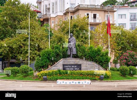 Square At Buyukada Or Princes Island With The Statue Of Modern Turkey