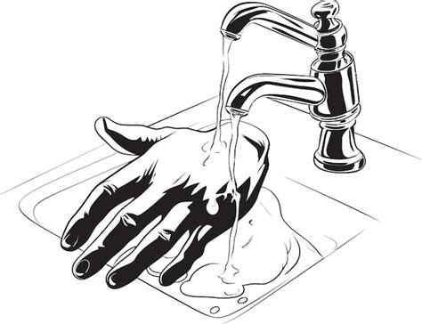 Vector Artwork Of Hands Washing In A Sink Showcasing Importance Of