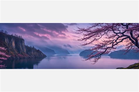 Purple Sky over Mountain Lake Graphic by alsstocks450 · Creative Fabrica