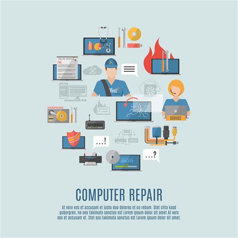 Computer Repair Flat Icons Composition Poster 465999 Vector Art At Vecteezy