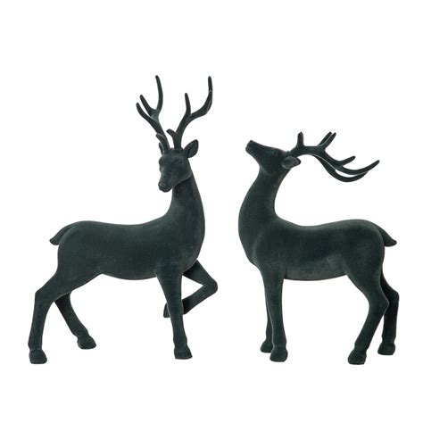 Lg Flocked Reindeer Fig 2 Asst Ivystone