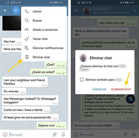 Cómo eliminar contactos en Telegram