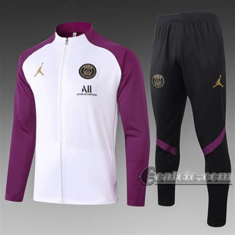 6Calcio Giacca Tuta Air Jordan Paris Psg Full Zip Bianca Porpora A363