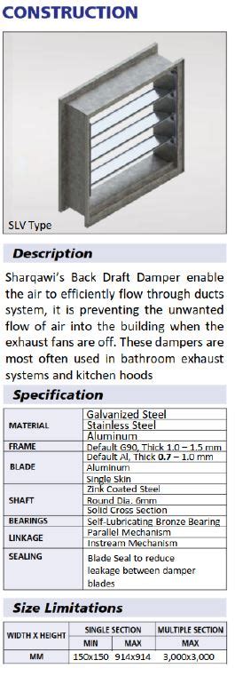 BACKDRAFT DAMPER SLV TYPE Sharqawi Factory